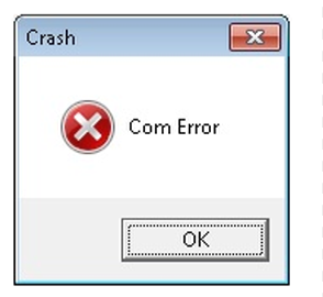 Com Crash Error Message - Screen Shot