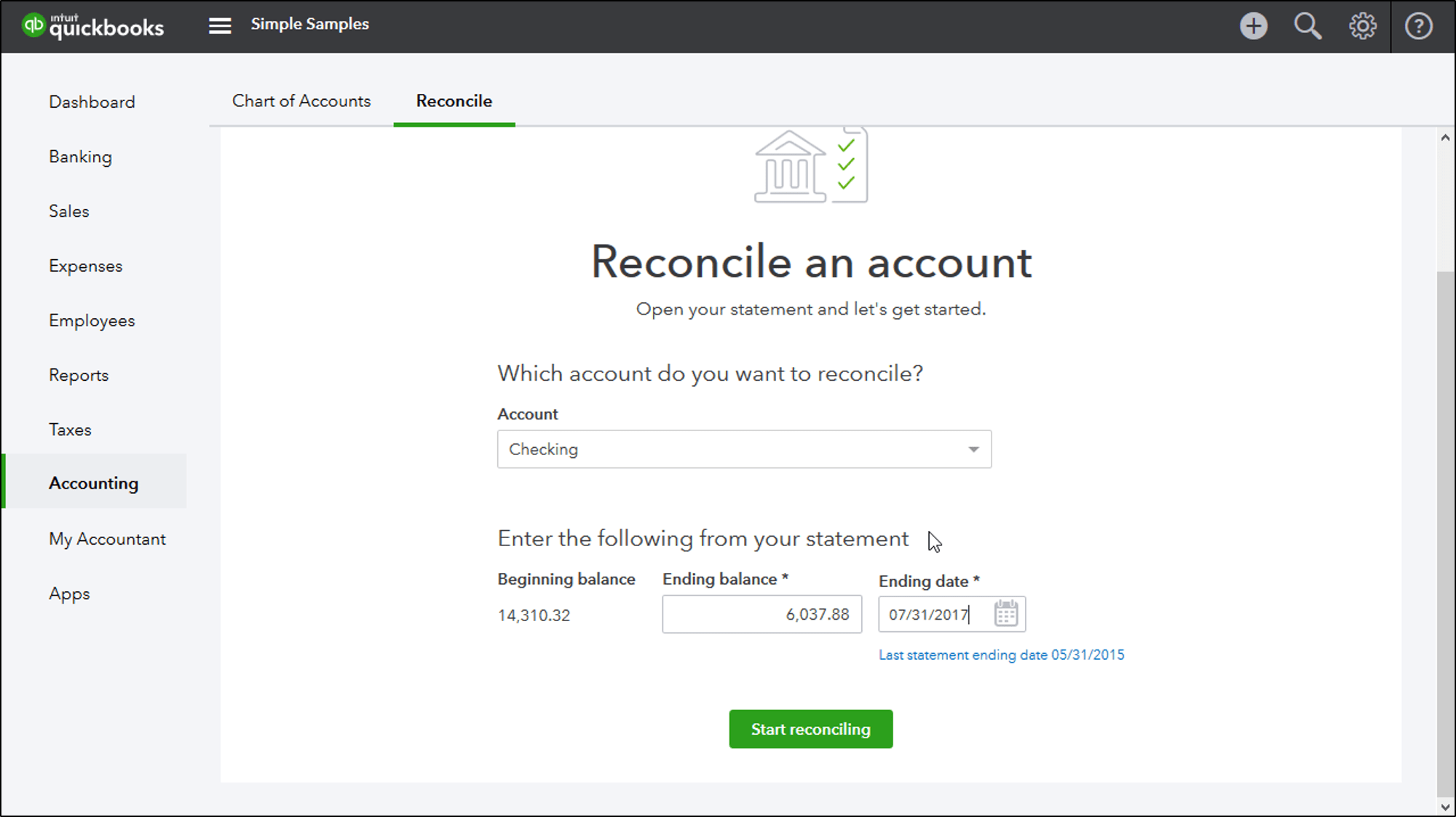 Reconcile An Account In QuickBooks