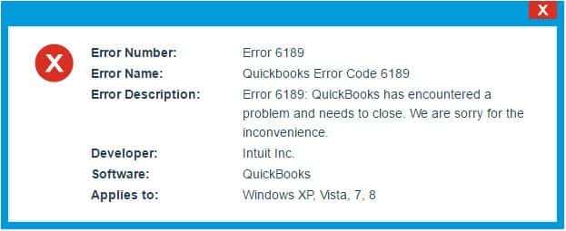 quickbooks error code 6189 - screenshot