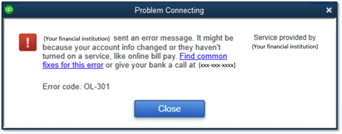 quickbooks error code 301 - screenshot