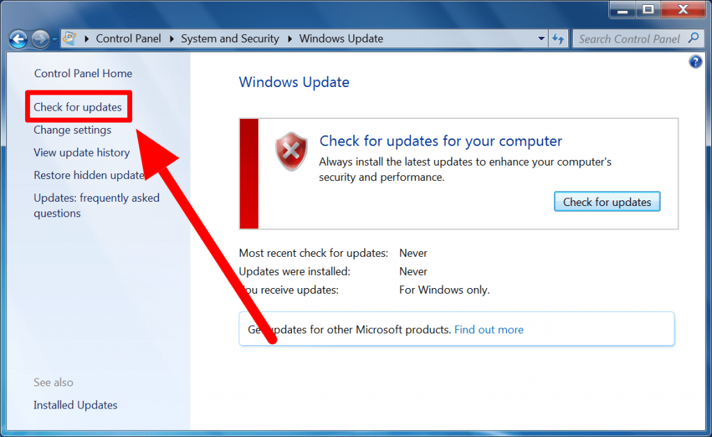 Check for Updates for Windows 7 - Screenshot