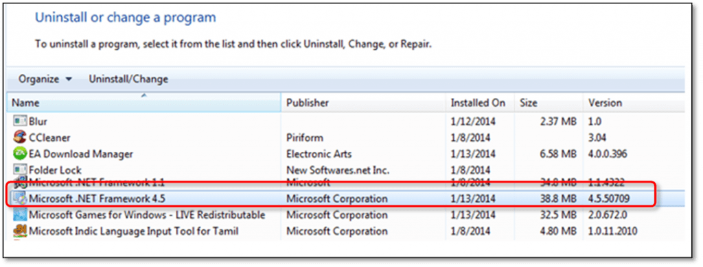 Repair or Reinstall Microsoft .NET Framework - Screenshot