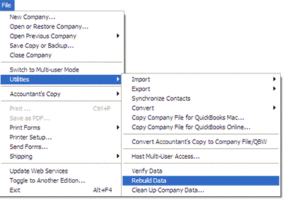 rebuild data - QuickBooks error code c=51