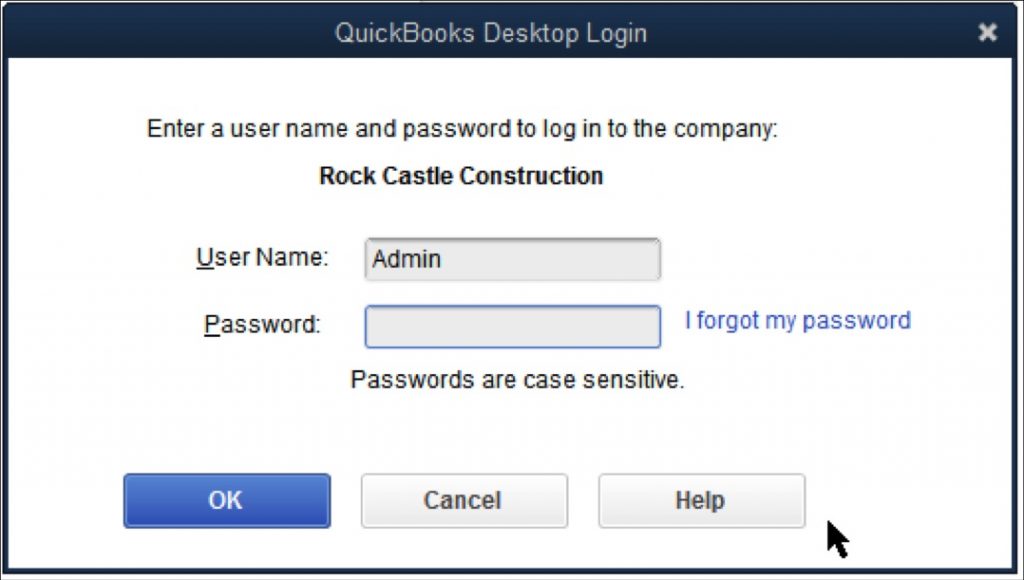 Resetting Admin password becomes easier with QuickBooks 2020 - Screenshot
