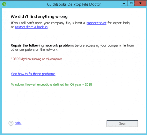 QBDBMGRN Not Running on Computer Server - Screenshot