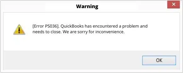 QuickBooks error PS036