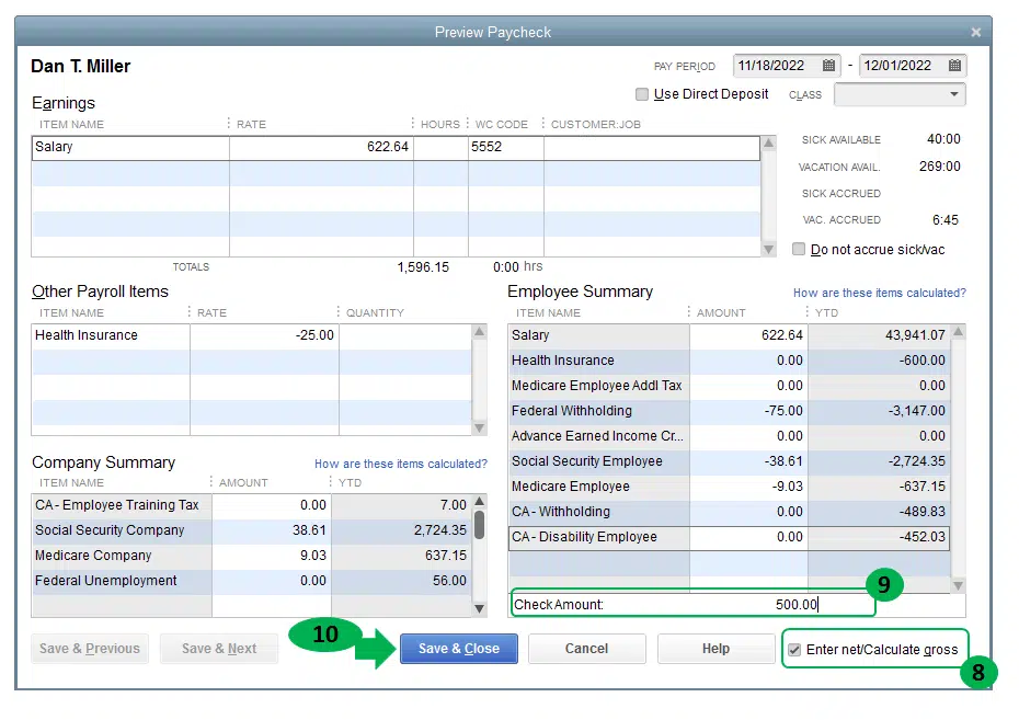 Review paycheck - QuickBooks error PS038