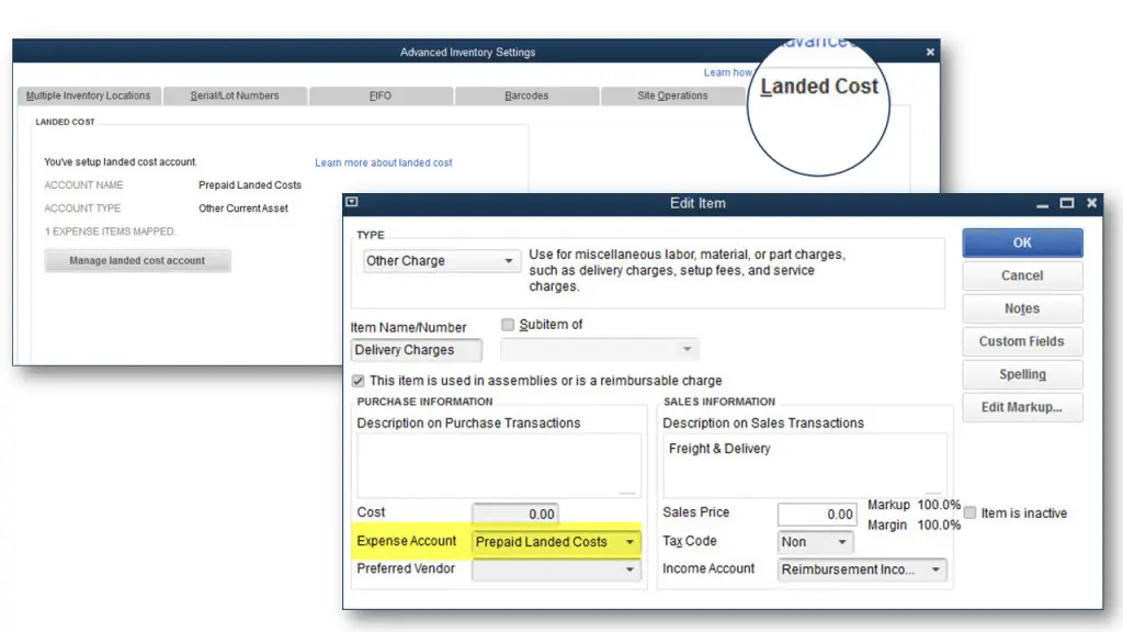 Set up Landed cost in QuickBooks Enterprise